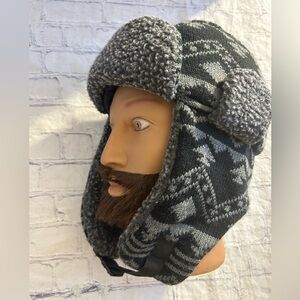 GOODFELLOW &CO GREY/BLACK WITH SHEARLING EAR STRAP TRAPPERS ONE SIZE HAT TARGET